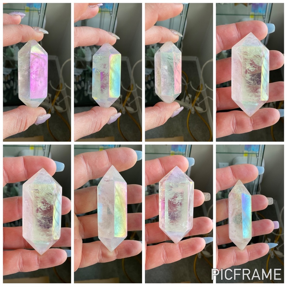 ⭐Host Pick⭐ Angel aura clear Quartz double terminated point
